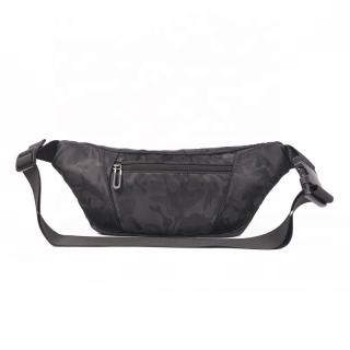 Custom Black Fanny Pack Crossbody Waist Bag with Zipper Closure Polyester Lining for Men and Women