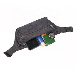 Custom Black Fanny Pack Crossbody Waist Bag with Zipper Closure Polyester Lining for Men and Women