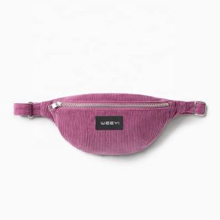 Custom Men Women Retro Fanny Pack Corduroy Waist Bag