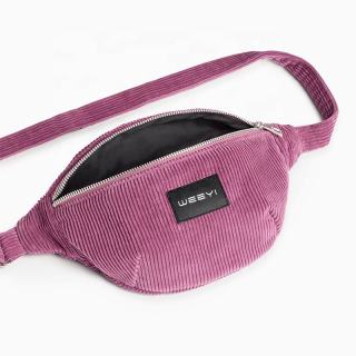 Custom Men Women Retro Fanny Pack Corduroy Waist Bag