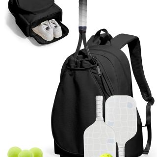 Fits 1 Racket or 2 Paddles, Lightweight Waterproof Tennis Backpack with Shoe Compartment & Wet Pocket For Training, Gym & Travel