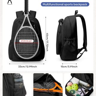 Fits 1 Racket or 2 Paddles, Lightweight Waterproof Tennis Backpack with Shoe Compartment & Wet Pocket For Training, Gym & Travel
