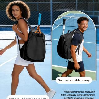 Fits 1 Racket or 2 Paddles, Lightweight Waterproof Tennis Backpack with Shoe Compartment & Wet Pocket For Training, Gym & Travel