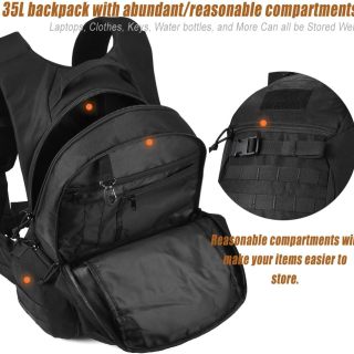 35L motorcycle backpack, black tactical backpack, Military Backpack (2.0 black)