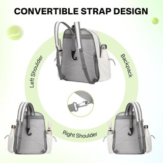 Tennis Bags for Women, Waterproof Tennis Sling Crossbody Shoulder Backpack Holds 2 Rackets, Tennis Racket Bag for Pickleball Badminton