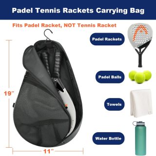 Backpack Padel Racquet Storage Bag, Padel (Paddel Tennis) Equipment Carrying Bag with Mesh Pocket for 2 Paddles Ball Water Bottle & Accessory