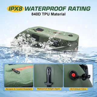 حقيبة ظهر مقاومة للماء لصيد الأسماك، بمعيار IPX8، مصنوعة من مادة TPU 840D، سعة 13 لترًا، مزودة بحامل صنارة وسحاب محكم الإغلاق.