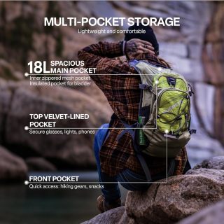 Wanderrucksack mit Trinksystem für Damen und Herren, isoliert, leicht, mit Stauraum für Tageswanderungen