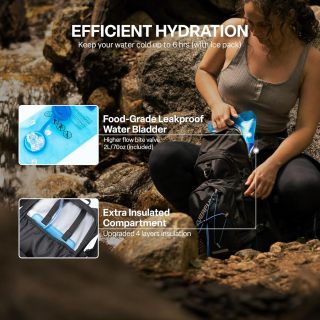 Wanderrucksack mit Trinksystem für Damen und Herren, isoliert, leicht, mit Stauraum für Tageswanderungen