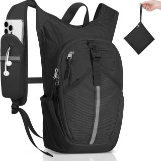 Small Hiking Backpack 10L - Lightweight Packable Foldable Backpack for Travel Camping Outdoor Commute, Compact Rucksack for Women Men(Black)