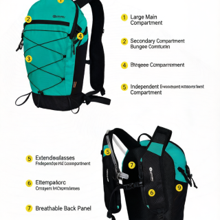 Mochila de nailon para exteriores, ligera, de gran capacidad y con respaldo suave, para hombres y mujeres, impermeable, para senderismo, camping y montañismo.