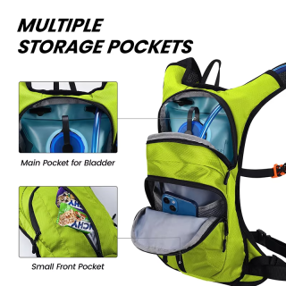 Mochila de agua ligera, impermeable y portátil con logotipo personalizado para hombres y mujeres, senderismo, ciclismo y running, 2L