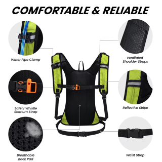 Mochila de agua ligera, impermeable y portátil con logotipo personalizado para hombres y mujeres, senderismo, ciclismo y running, 2L