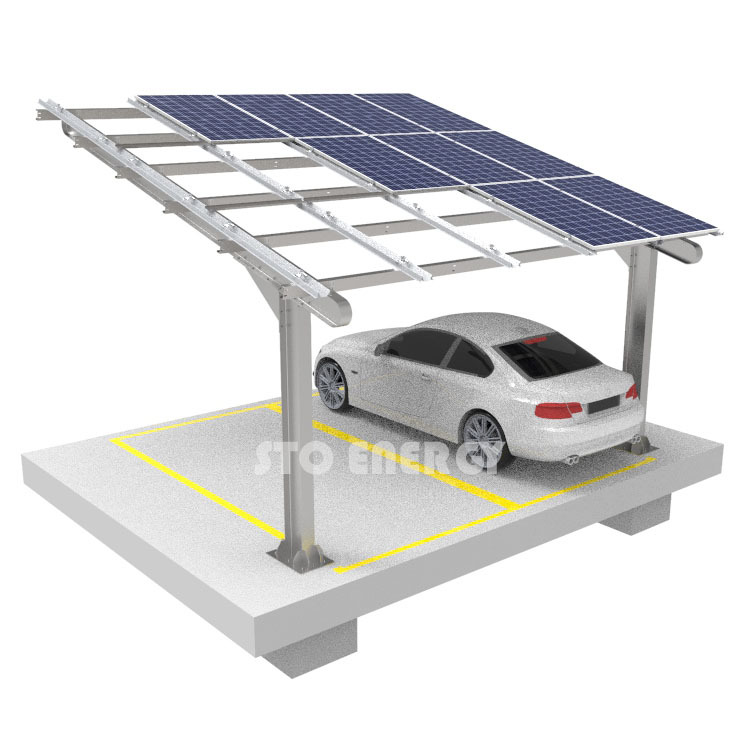 Sistema de montagem de garagem solar em aço carbono