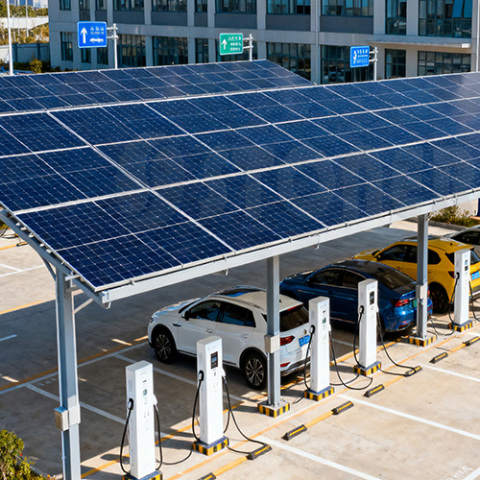 Lightweight Waterproof Solar Carport Structure; Photovoltaic Solar Carport System with Charging Pile.