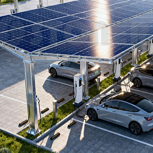 Lightweight Waterproof Solar Carport Structure; Photovoltaic Solar Carport System with Charging Pile.